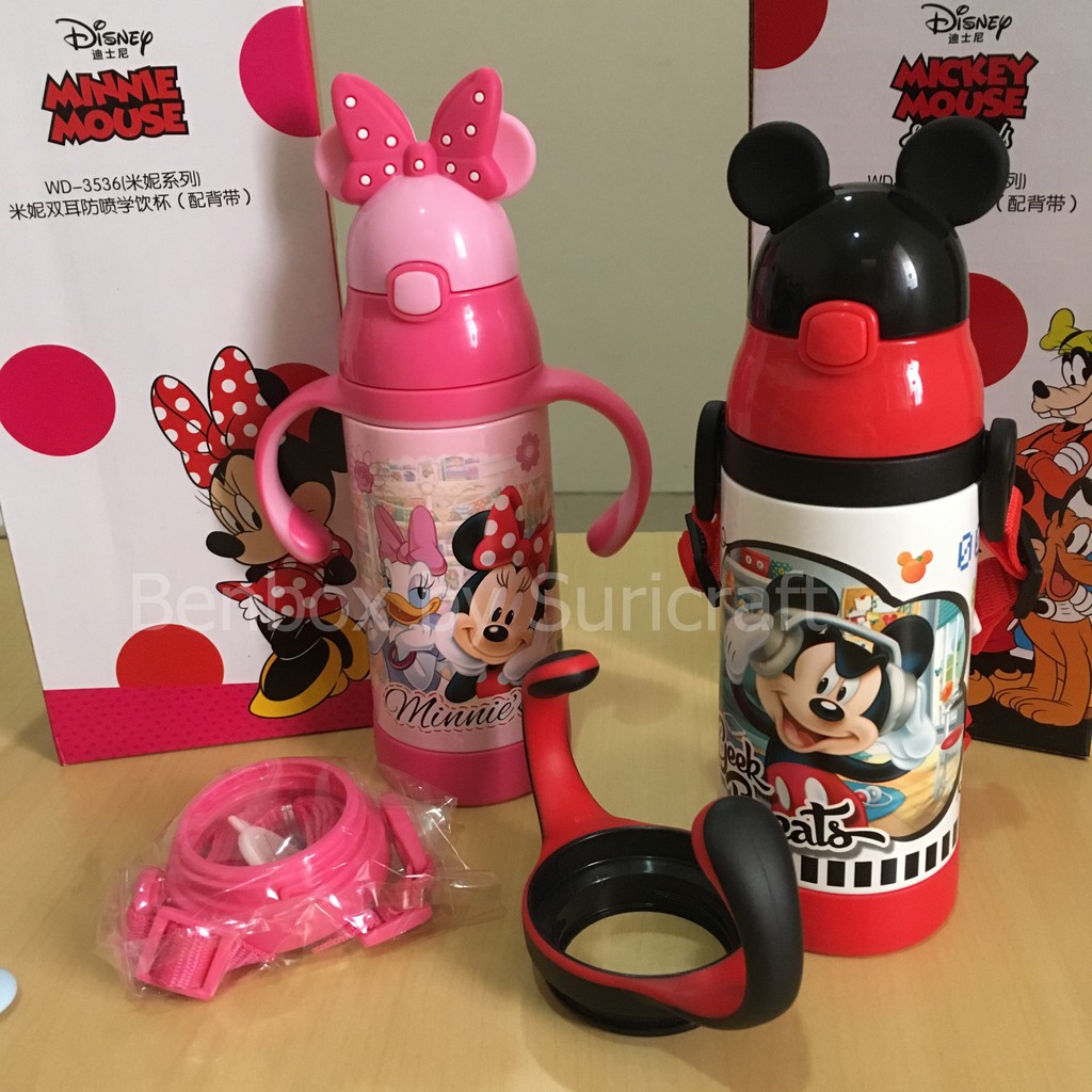 BOTOL MINUM DRINKING BOTTLE DISNEY MICKEY MINNIE STAINLESS STEEL 380 ml