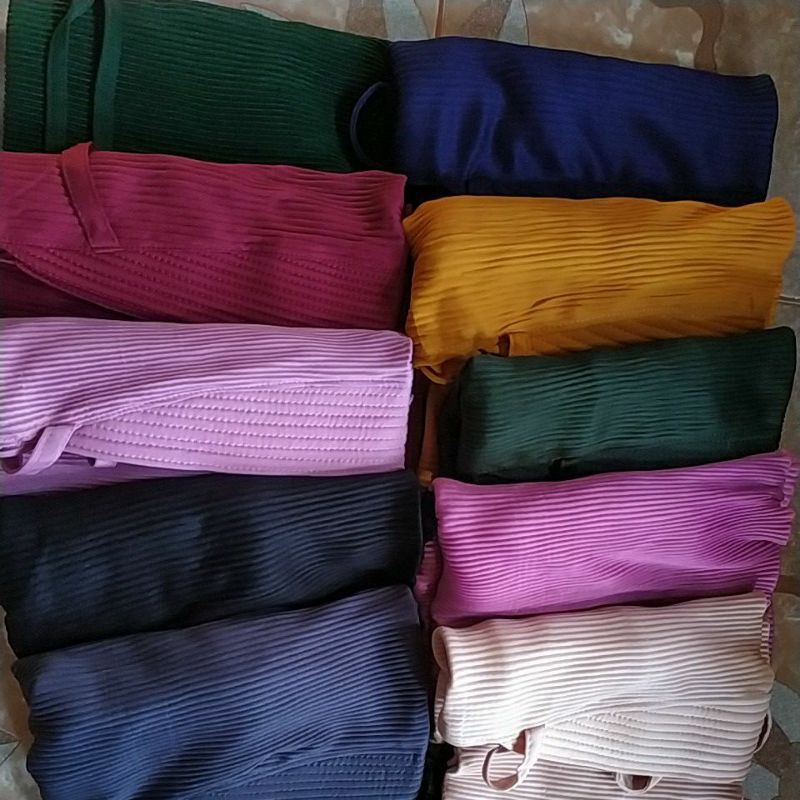 Hijab Kian Plisket Ped Kombinasi Renda Jilbab Instan Cantik Ukuran Sedang Khimar Jersey Terlaris-Random Klik 5x