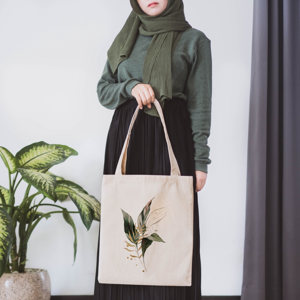 Sevine Tas Tote Bag Kanvas Tas Fashion Totebag Wanita DTF Printing Tropical Aesthetic Series - KTF10