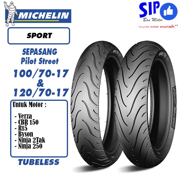 Ban motor sport sepasang Michelin Pilot Street 100 70 & 120 70 17 Tubeless