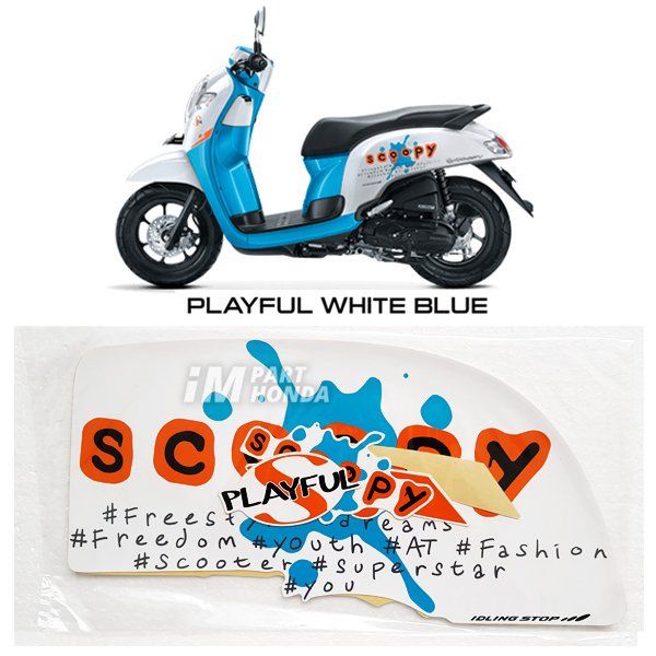 Stiker Scoopy Fi eSP LED K93 2017 Playful White Blue Putih Biru