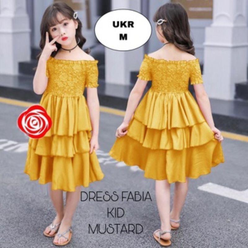 DRESS KIDS FABIA/DRESS ANAK PEREMPUAN/DRESS FASHION ANAK / BAJU ANAK / Dress Polos Anak Perempuan / Dress moscrepe  Anak Polos Junior Simple