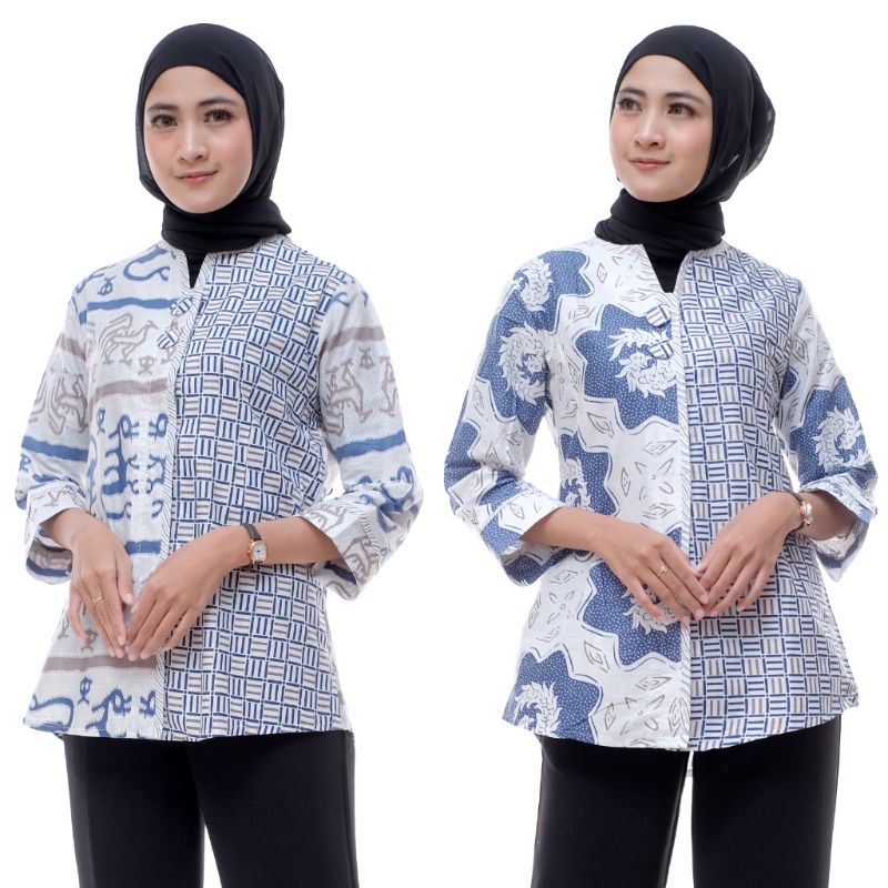 tey-17 Batik wanita ASJ SA HRB026 Kenongo Kemeja Tosca Pendek