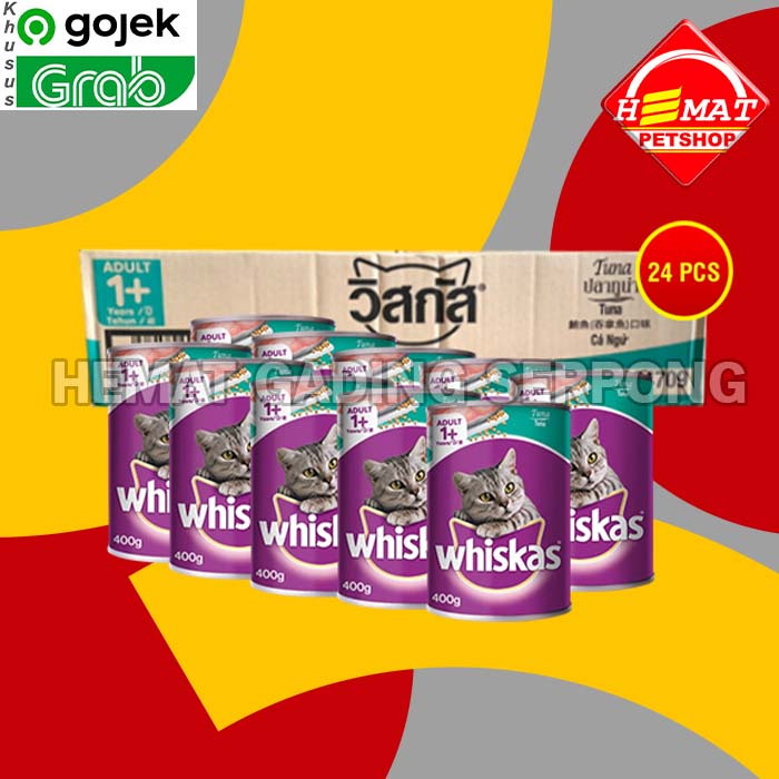 GOSEND Makanan Kucing Whiskas Kaleng Wetfod Grosir Dus Isi 24 PCS 400GR