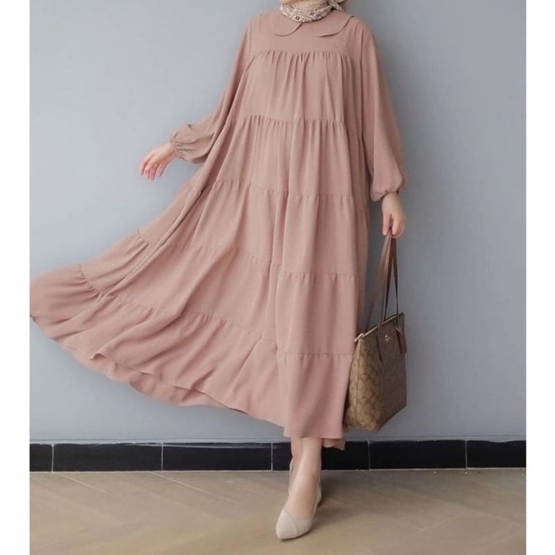 MARSYA MIDI DRESS SUSUN / GAMIS SUSUN REMPEL RAYON MIDI / MIDI DRESS RAYON
