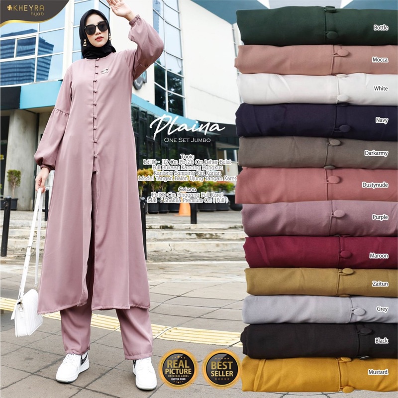 Terbaru setelan kekinian jumbo busui ld 110 kekinian | setelan long tunik | setelan putih kekinian