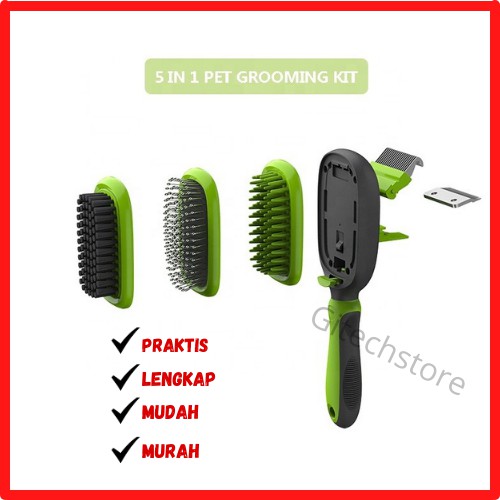 Sisir Kucing Sisir Anjing Grooming Hewan 5 in 1 Premium