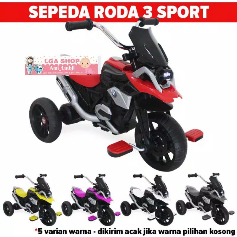 SEPEDA RODA TIGA MOTOR ANAK GOES MODEL MOTOR AKI PMB BAN KARET