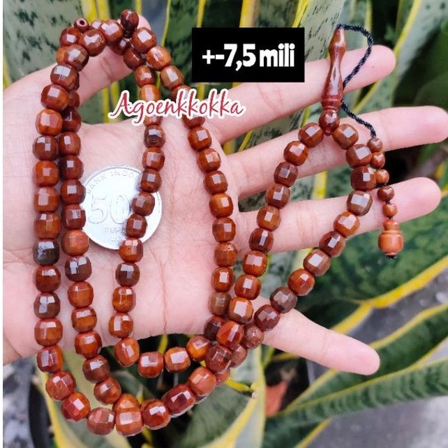 Tasbih 99 bulat cutting 7,5 coklat kokka kaokah