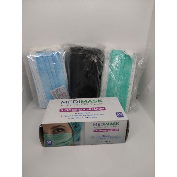 MASKER MEDIMASK 3PLY IZIN KEMENKES ISI 50PCS