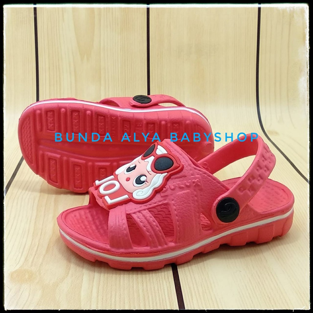 Sendal Bayi Perempuan Usia 6 Bulanan Karet Anti Licin - Sandal Anak Cewek Karet MERAH Size 19 -22 Anti Licin