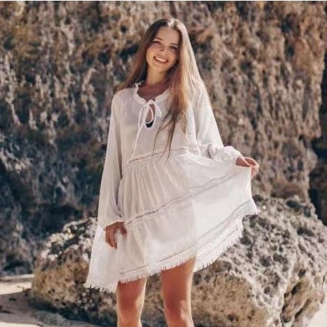 BIKINI OUTER BEACHWEAR BAJU PANTAI OUTER POLOS WANITA CHIFFON COVER UP BIKINI DRESS OUTER WANITA