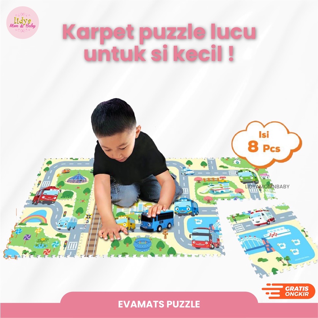 Evamats Puzzle Abjad Gambar, Angka Gambar, Polos.