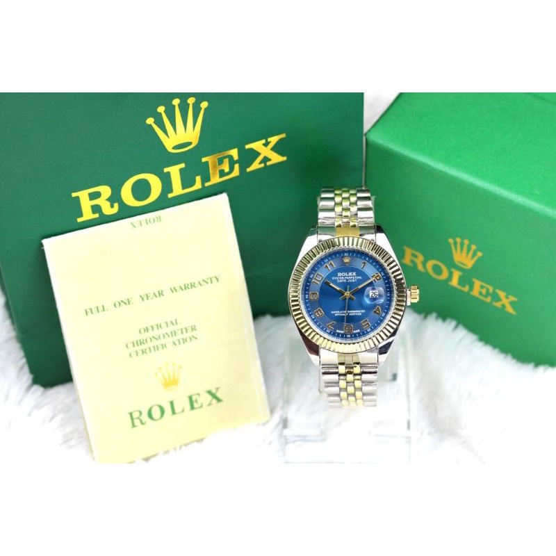 (PWtes)JAM TANGAN ROLEX NEW COLLECTION FASHION WANITA TALI RANTAI PADAT FREE BOX ORIGINAL & PAPERBAG