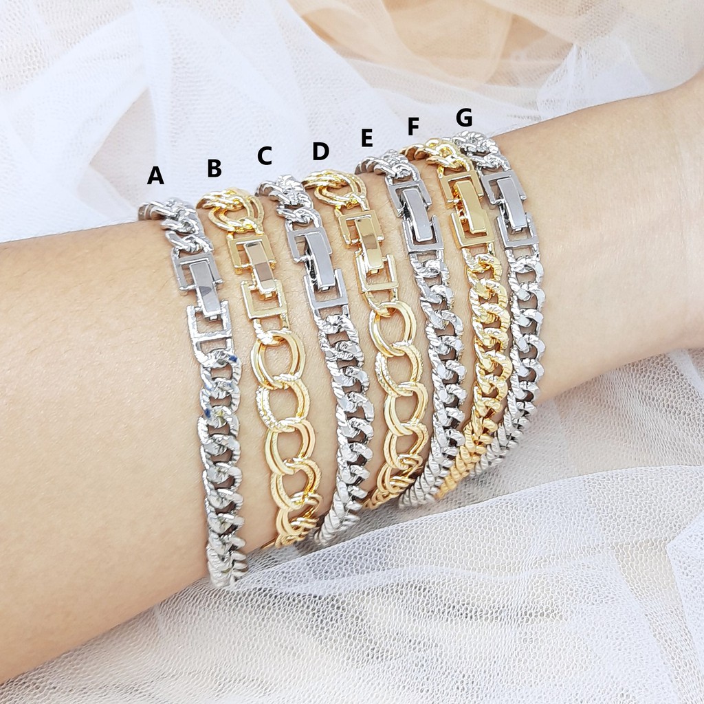 Gelang Tangan Xuping Rantai Plat Perhiasan Warna Emas Gold - BB498