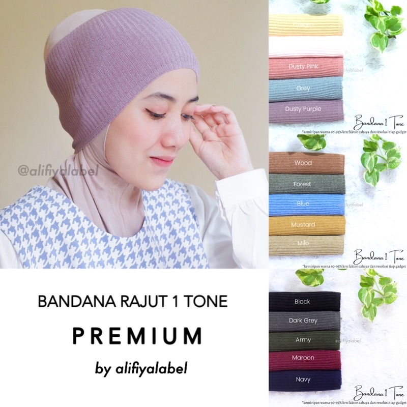 BANDANA RAJUT PREMIUM 1 TONE / RAJUT ANISA