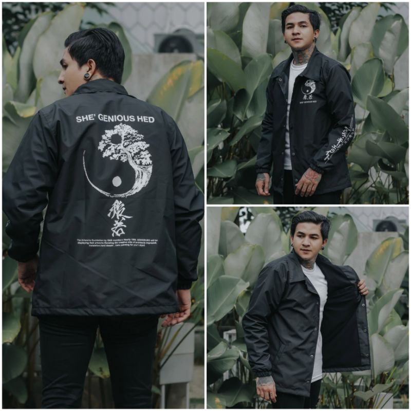 Genious Jaket Coach Yin Yang - Black