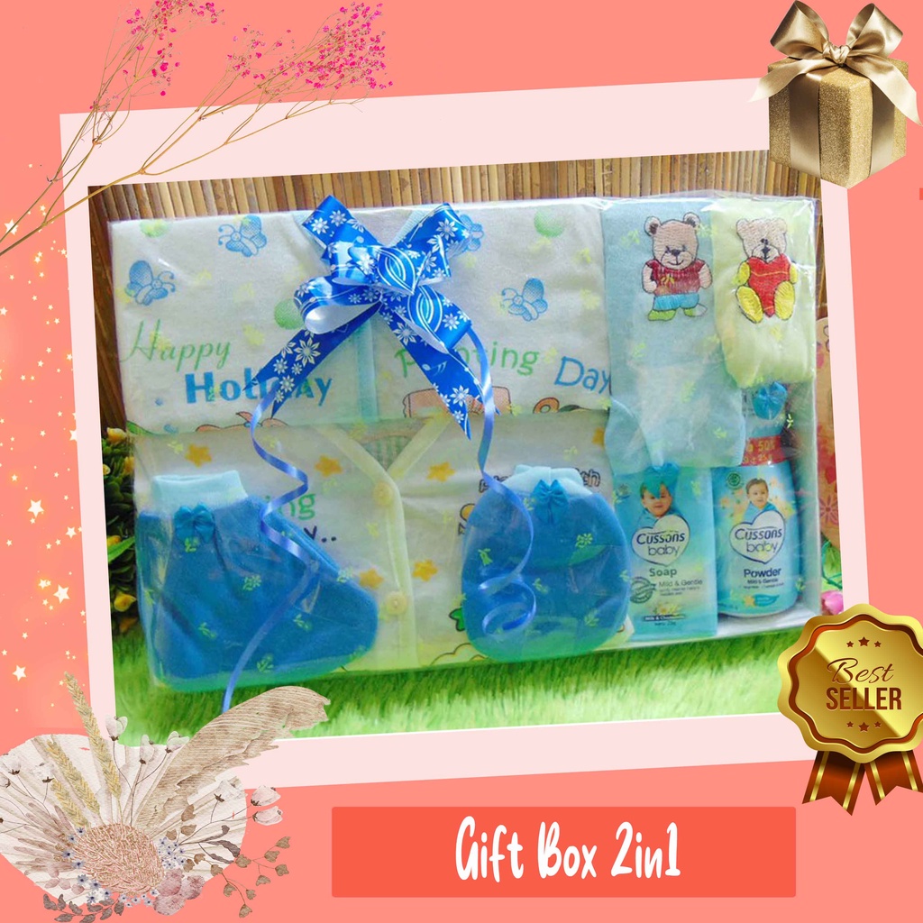 kembarshop [MURAH BANGET!] Hampers Kado Lahiran Bayi Newborn 2in1 Parcel Murmer FREE UCAPAN-1