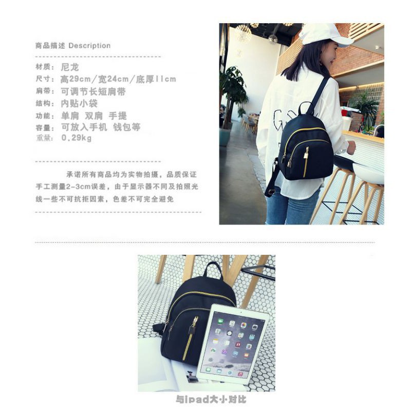 Fashion Women Bag Backpack Nylon Casual Style Ransel Multifungsi Wanita Import