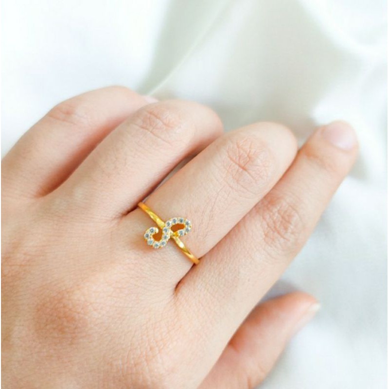 Cincin Alfabet Inisial Nama Huruf Ring Jewellery Gold Toko Emas asli