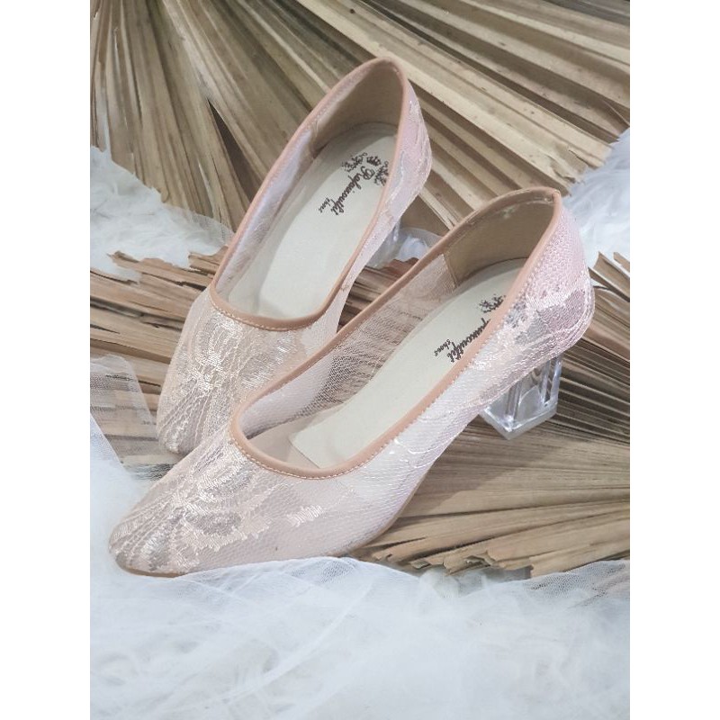  sepatu wedding  cream wanita sepatu wedding  7cm Shopee 