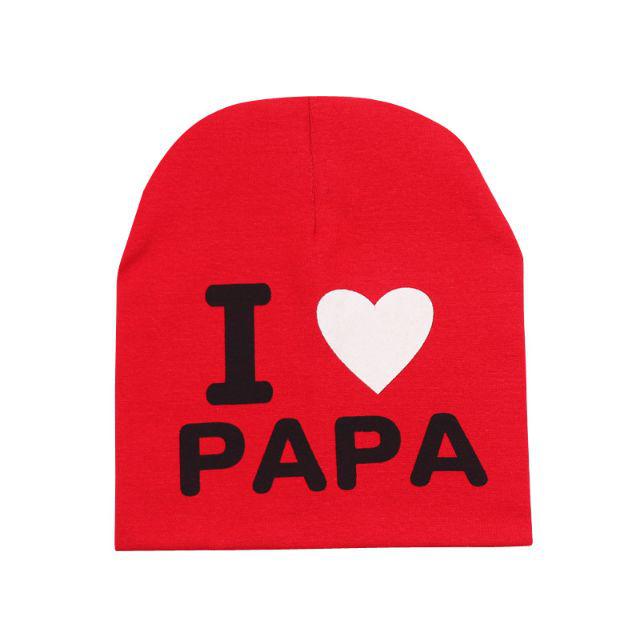 TOPI KUPLUK BAYI / TOPI ANAK UNISEX LUCU ( I LOVE MAMA / I LOVE PAPA )-I❤Papa - Merah