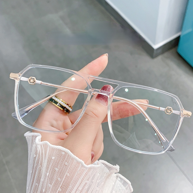 (YUZHU) COD New Fashion Anti Blue Light Oversized Frame Kacamata Lensa yang Dapat Diganti