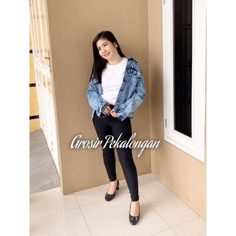 Jacket Jeans Cowok snow black dan snow blue // Jacket Jeans outfit cewek snow black snoe blue