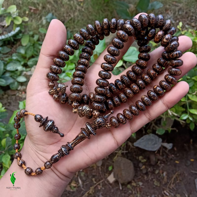 Tasbih Kayu Liwung Macan Motif Pipih Super Size 7mm x 12mm ORIGINAL!!