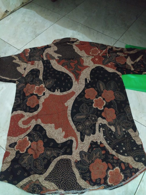 Kemeja Batik Pria Lengan Panjang Size M L Xl Xxl  Bswart Batik Hrb026 Kenongo Hem Panjang Padi