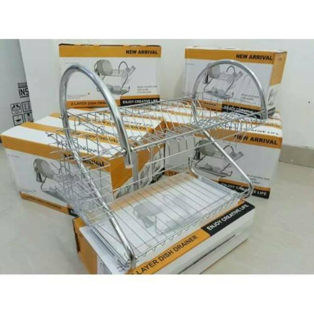 RAK PIRING STAINLESS / RAK PIRING 2 SUSUN / RAK PERALATAN DAPUR