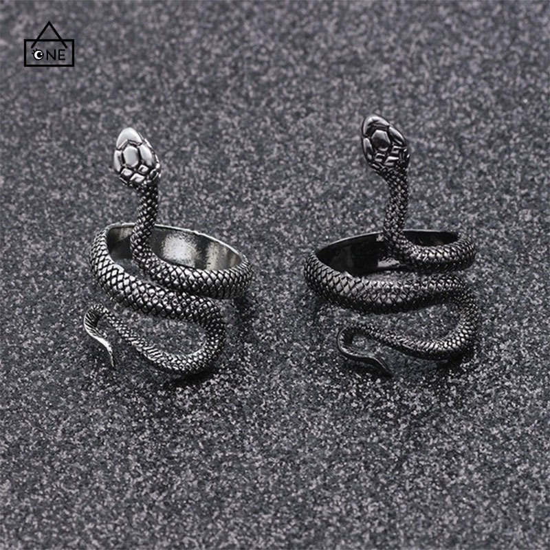 COD❤Cincin Unisex Desain Ular Punk Cincin Multilayer Keren yang Dapat Disesuaikan Hadiah A one