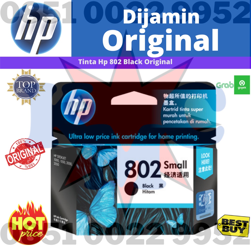 HP Tinta Printer 802 Black Original