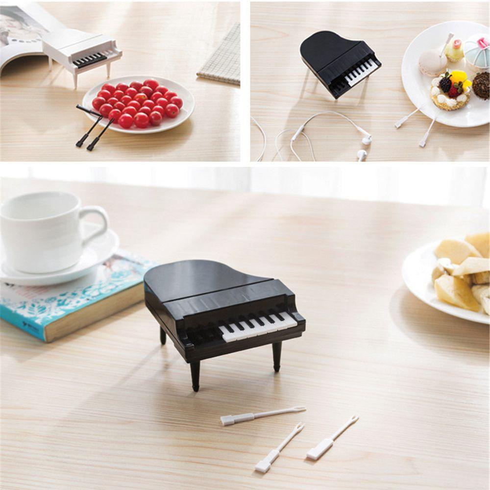 Solighter 1set Anak Buah Garpu Hadiah Dessert Plasic Tableware Reusable Kartun Kreatif Piano