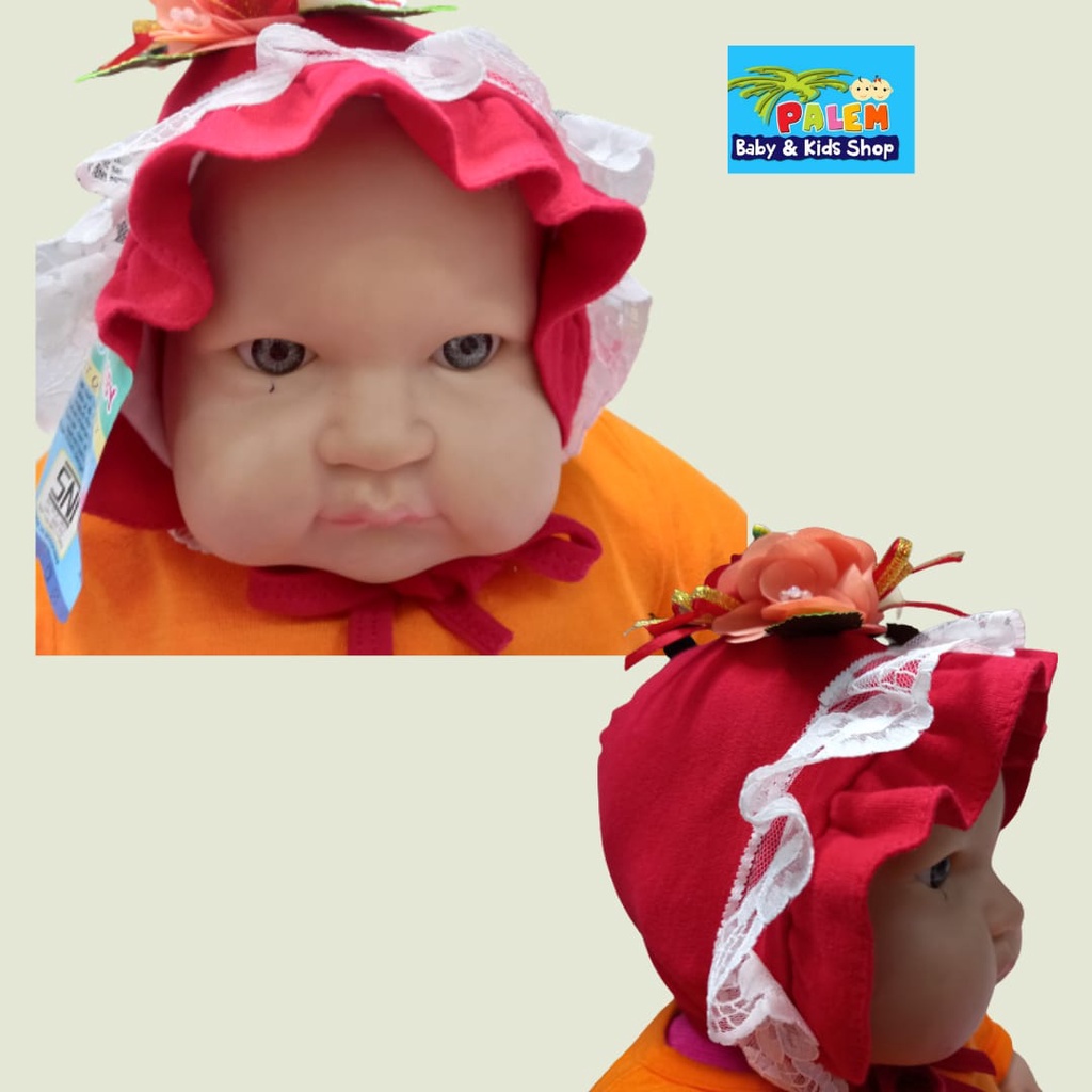 Eeru Baby Topi Tali Warna Polos Menarik G-20