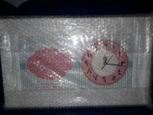 Hiasan Jam Dinding Untuk Kado Pernikahan Shabby Tosca Pink Uk 20x40 Frame Ukir