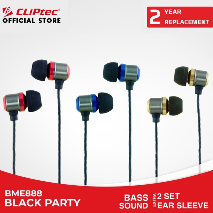 CLIPtec BME888 - Black Party Earphone Bass with Microphone