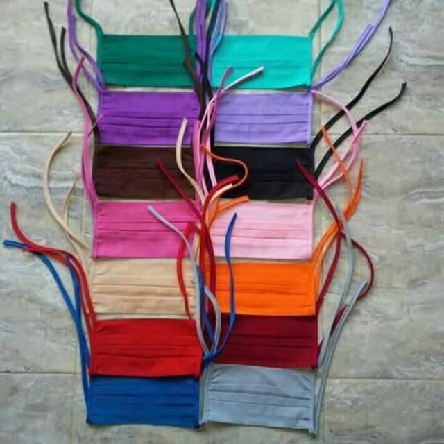 MASKER TALI KAIN/MASKER HIJAB/MASKER BAHAN OXSFORD