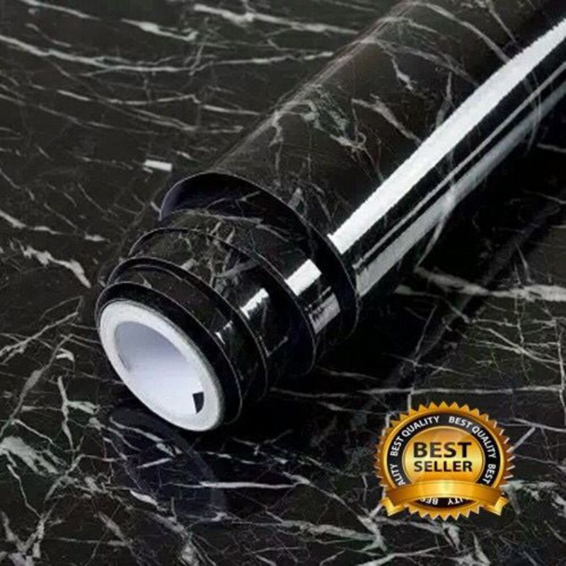 TERMURAH(COD) WALPAPER STIKER DINDING MOTIF HITAM MARMER KERAMIK