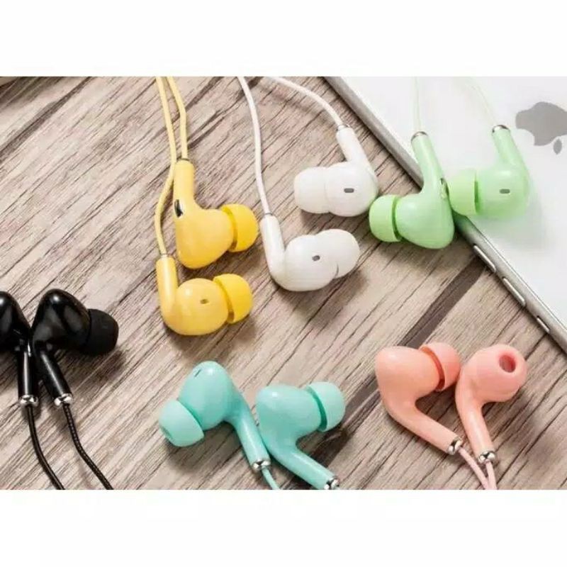 Headset Macaron Matte Color U28 Handsfree Stereo Extra Bass Karet U 28