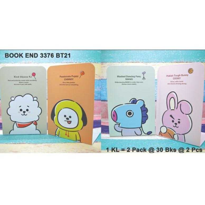 

[KODE PRODUK L898] Book Stand / Penyangga Buku / Sandaran Buku BT21 Bahan Besi dapat 2pcs