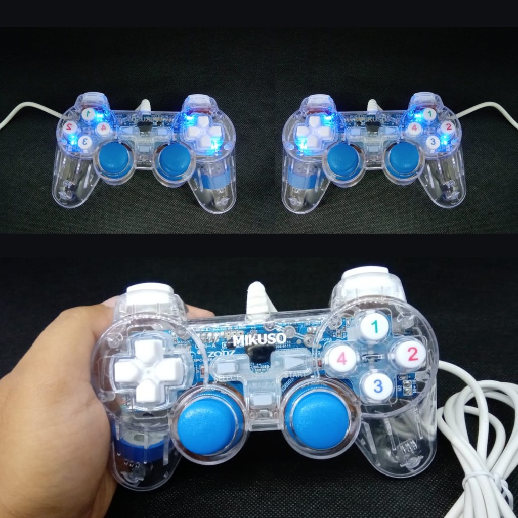 GAMEPAD MIKUSO DOUBLE TRANSPARAN GP-011 GAME GAMING