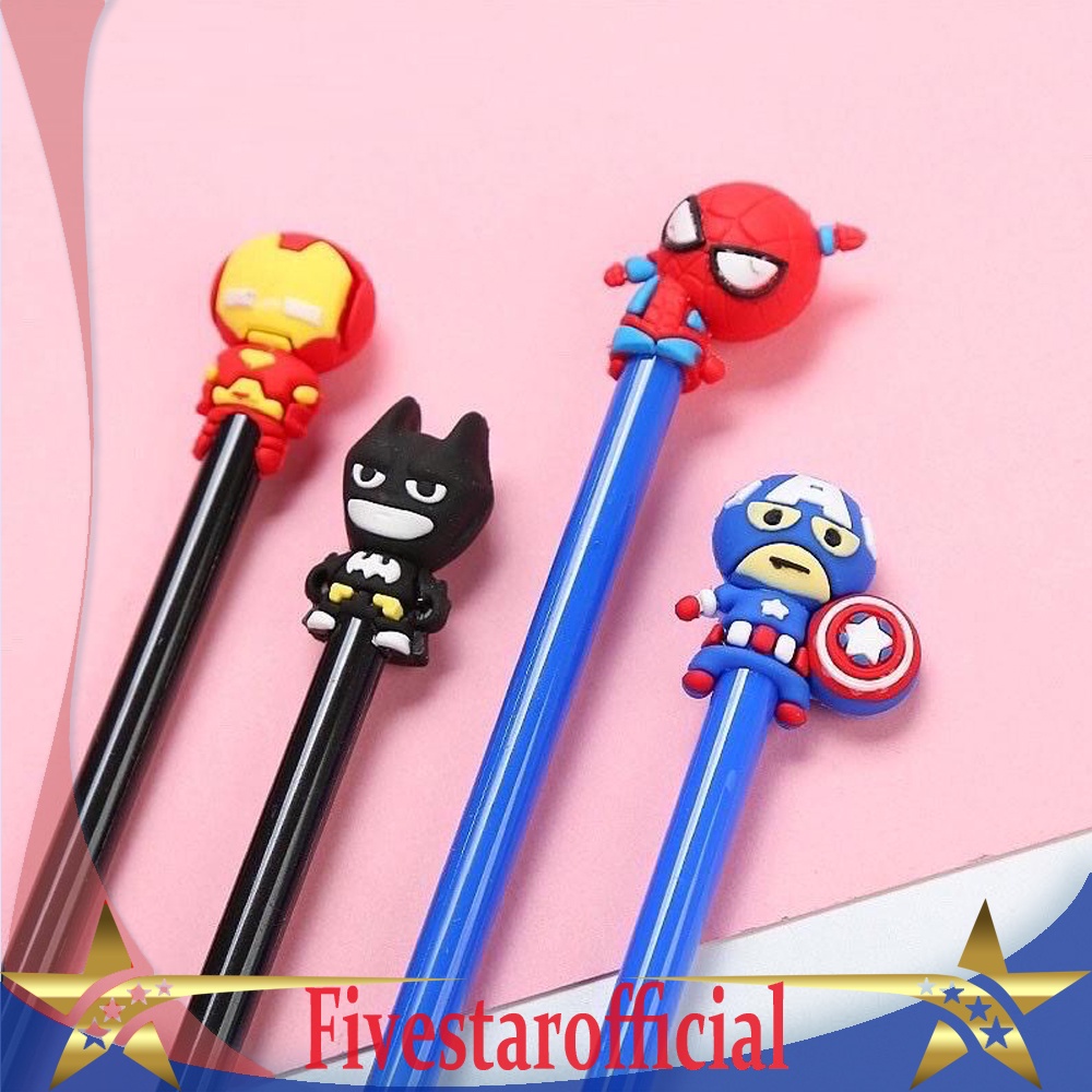 

Pulpen gel BATMAN SPIDERMAN CAPTAIN AMERICA IRON MAN bolpoint karakter pena SUPERHERO alat tulis