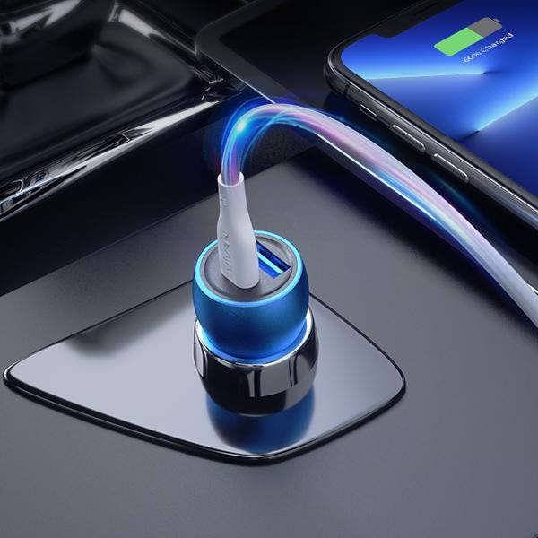 Vivan VCC04 Dual Port USB-C USB-A Fast Charging Car Charger Mobil