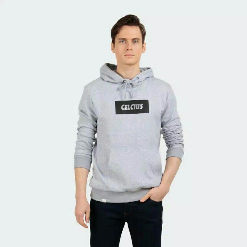 Jaket Hoodie celcius Grey box hitam
