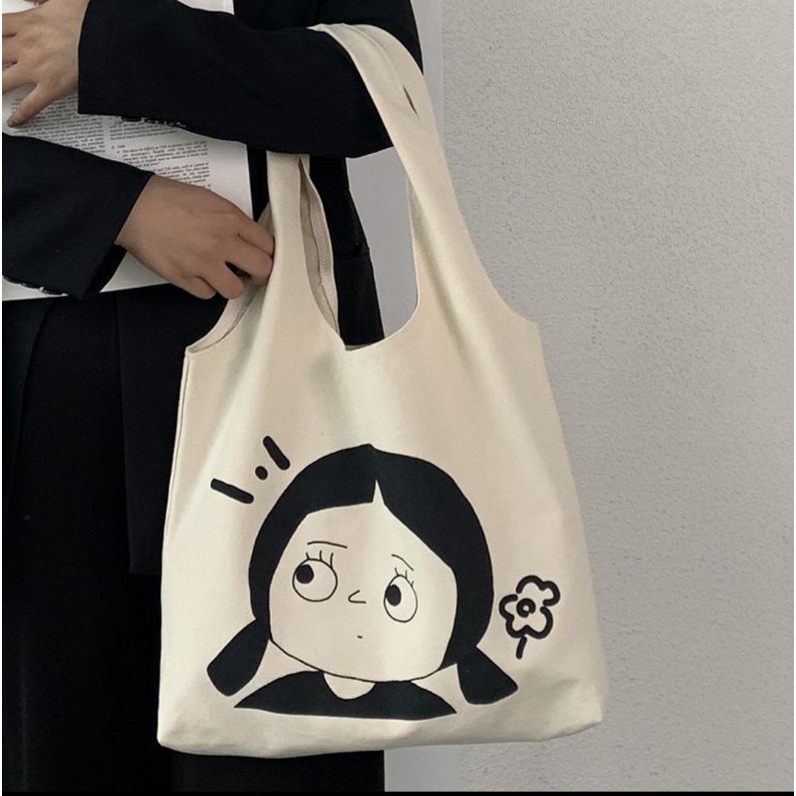 Totebag Vintage Populer Tas Tote-Cewek kuncir