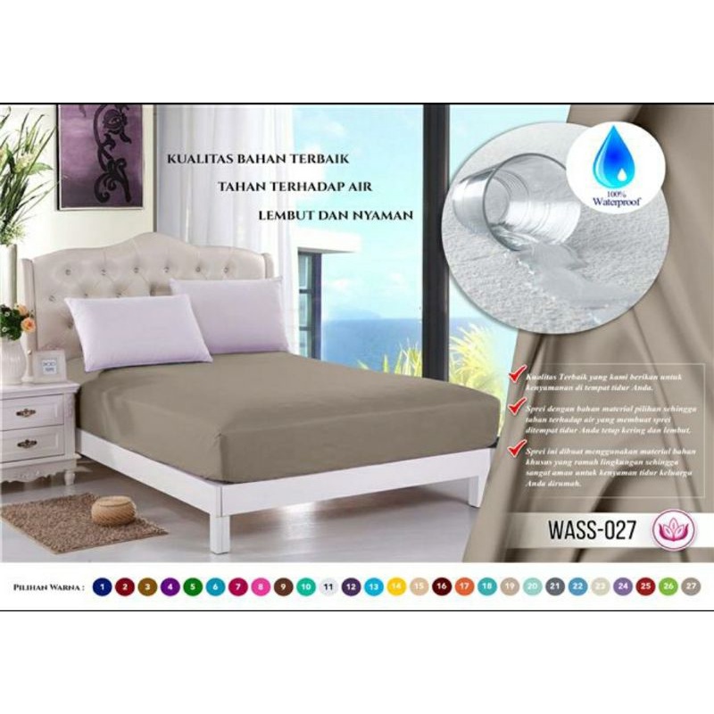 Sprei Waterproof 160x200 Anti Air Kualitas Premium Tersedia Pilihan Tinggi Kasur/Karet 20 CM, 30 CM, 40 CM Bahan Import-3