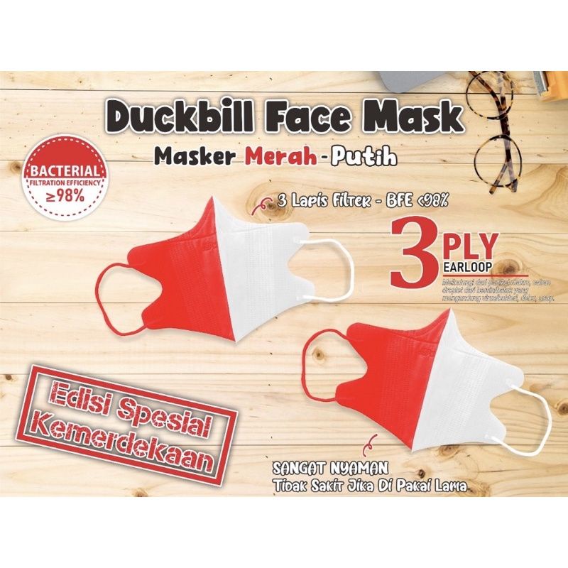 ECER masker DUCKBILL JSP MERAH PUTIH