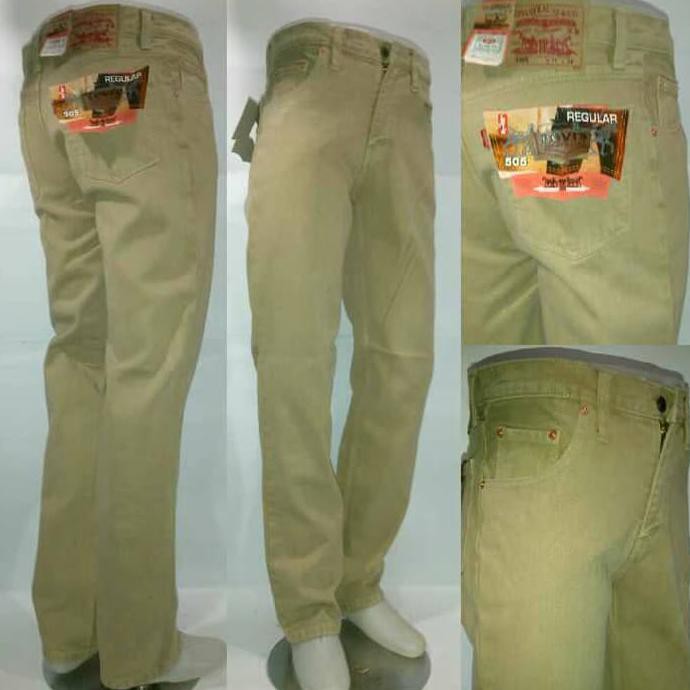 Diskon Celana Jeans Premium Pria Standar Formal Warna Cream Terbaru