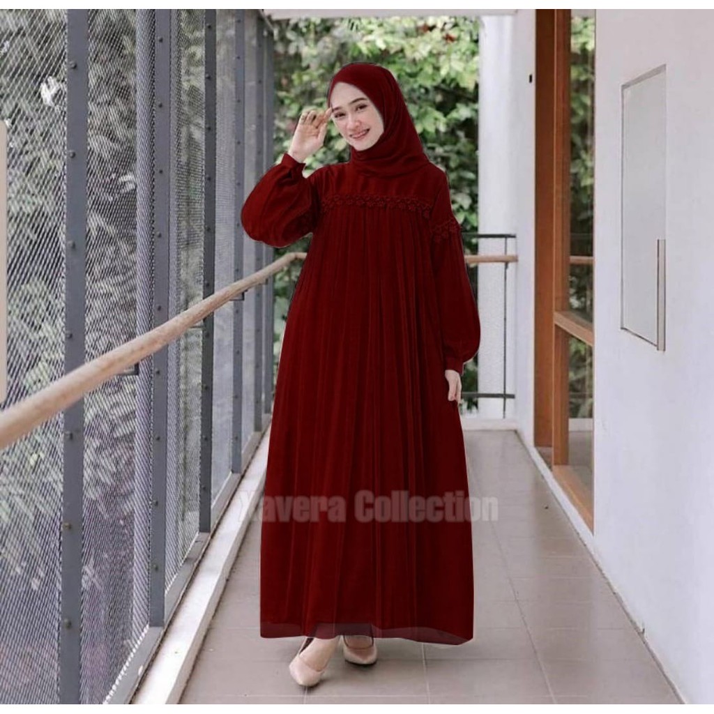 XC - Maxi Nuraini / Couple Nuraini / Maxi ZOYA / Dress Maxi Tile / Gamis Muslim Terbaru-Maron